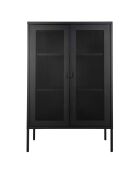 Vitrine avec porte en filet Melbourne noire - 80x40x120 cm