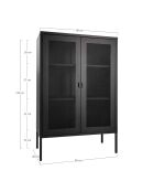 Vitrine avec porte en filet Melbourne noire - 80x40x120 cm