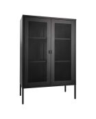 Vitrine avec porte en filet Melbourne noire - 80x40x120 cm