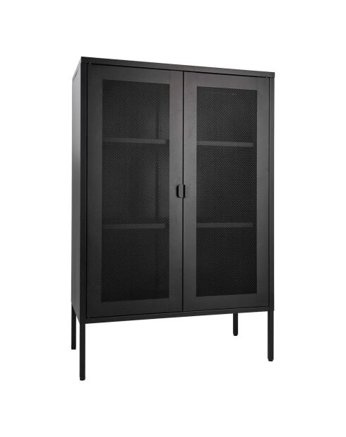 Vitrine avec porte en filet Melbourne noire - 80x40x120 cm