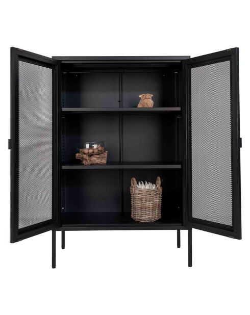 Vitrine avec porte en filet Melbourne noire - 80x40x120 cm