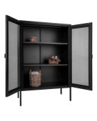 Vitrine avec porte en filet Melbourne noire - 80x40x120 cm