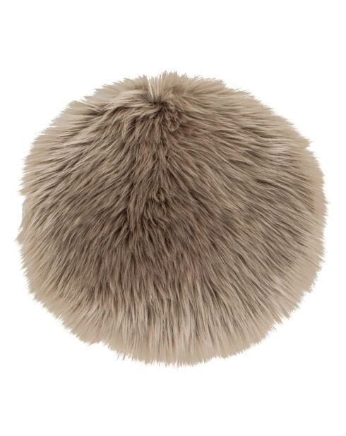 Galette en peau lainée artificielle marron clair - D.35 cm