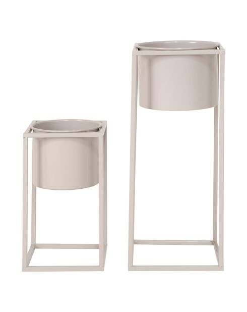 2 stalen bloempotten van Marla beige/grijs