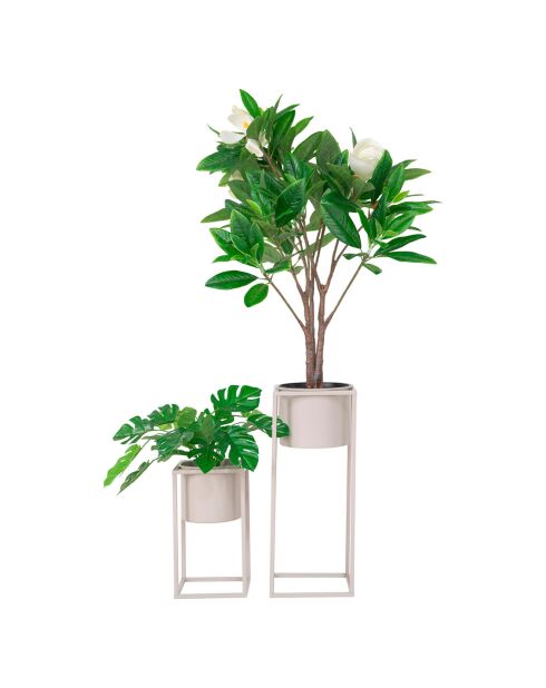 2 stalen bloempotten van Marla beige/grijs