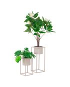 2 stalen bloempotten van Marla beige/grijs