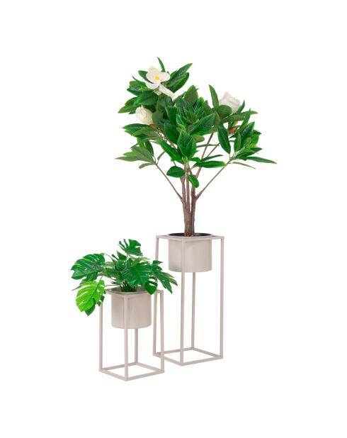 2 stalen bloempotten van Marla beige/grijs