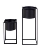 2 Pots de fleurs en acier Marla noirs