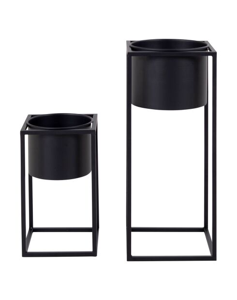 2 Pots de fleurs en acier Marla noirs