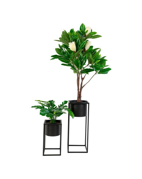 2 Pots de fleurs en acier Marla noirs