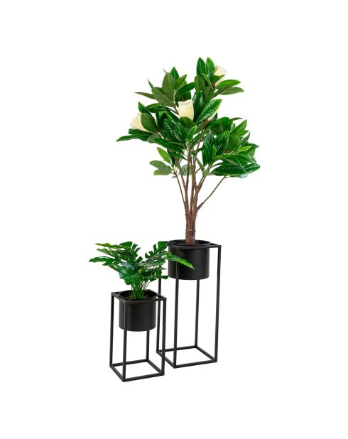 2 Pots de fleurs en acier Marla noirs