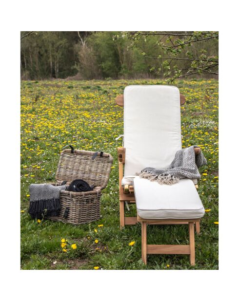 Coussin pour chaise longue Arrecife blanc - 55x197x5 cm