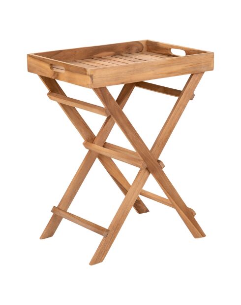 Ronda tafel met teakhouten blad - 29x39x49,5 cm