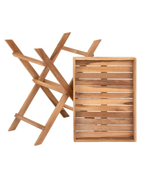 Ronda tafel met teakhouten blad - 29x39x49,5 cm