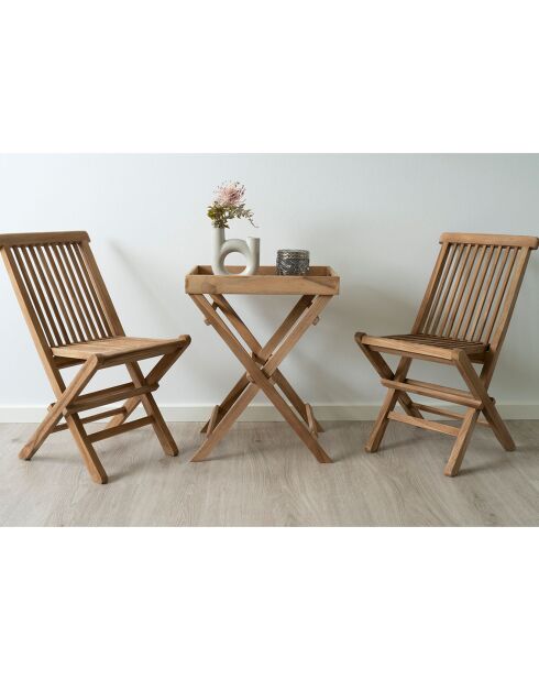 Ronda tafel met teakhouten blad - 29x39x49,5 cm