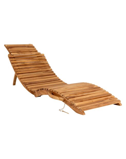 Chaise longue en teck Arrieta naturel - 50x160x25 cm
