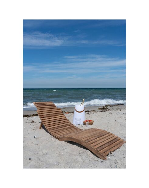 Chaise longue en teck Arrieta naturel - 50x160x25 cm