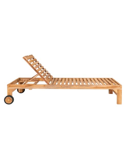 Chaise longue en teck Andorra naturel - 62x200x37 cm
