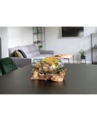 Goutte d'eau en teck et verre San Marino naturel - 26x26x20 cm