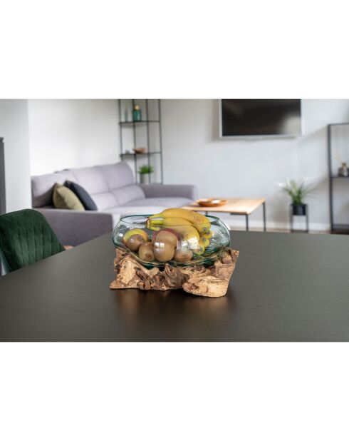 Goutte d'eau en teck et verre San Marino naturel - 26x26x20 cm