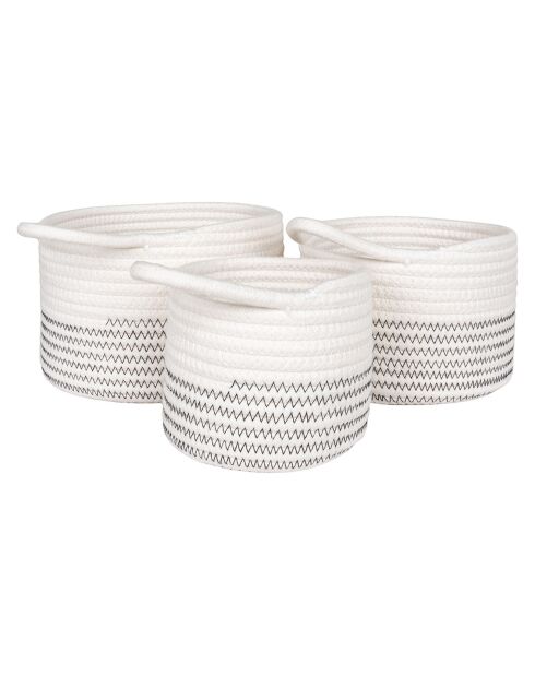 3 cestini Algar in cotone bianco/nero