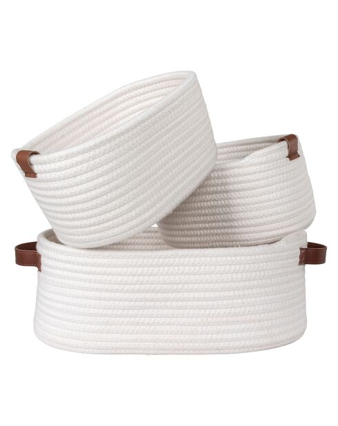 3 cestini bianchi in cotone Jarana