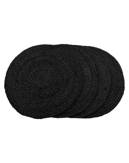 4 Sets de table en jute tressé Bombay gris foncé - D.38 cm