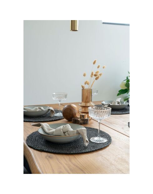 4 Sets de table en jute tressé Bombay gris foncé - D.38 cm