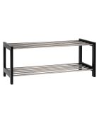 Scarpiera nera a 2 ripiani Padova - 34x78x32 cm