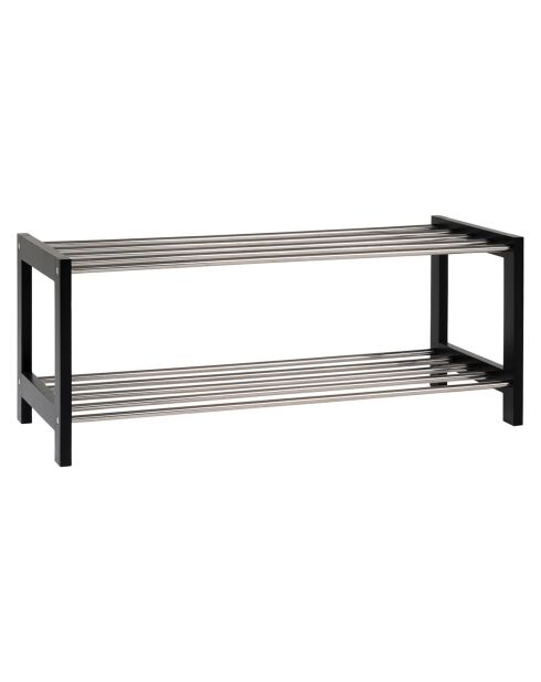 Scarpiera nera a 2 ripiani Padova - 34x78x32 cm
