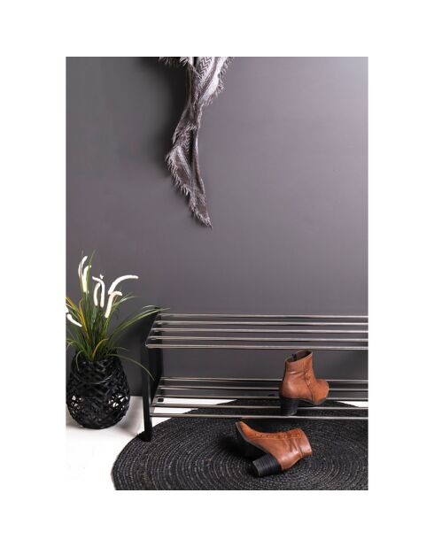 Scarpiera nera a 2 ripiani Padova - 34x78x32 cm