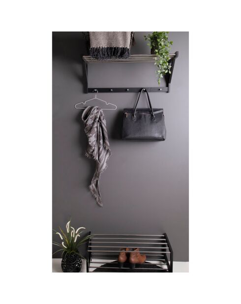 Scarpiera nera a 2 ripiani Padova - 34x78x32 cm