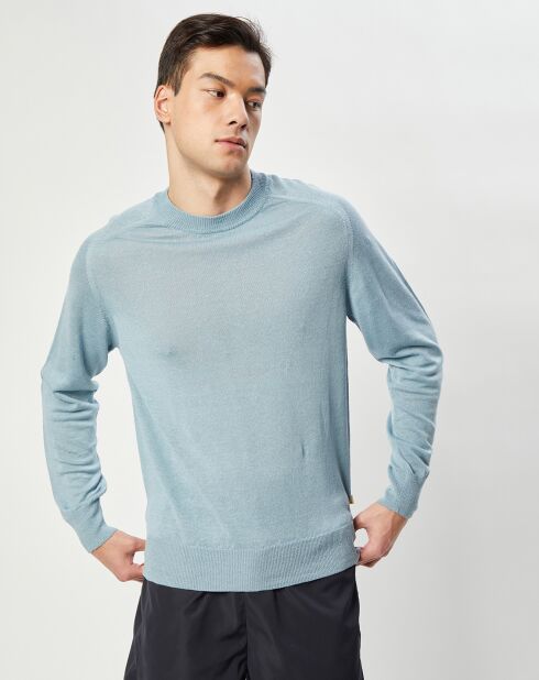 Pull en Lin & Laine vierge Nepro col rond bleu clair