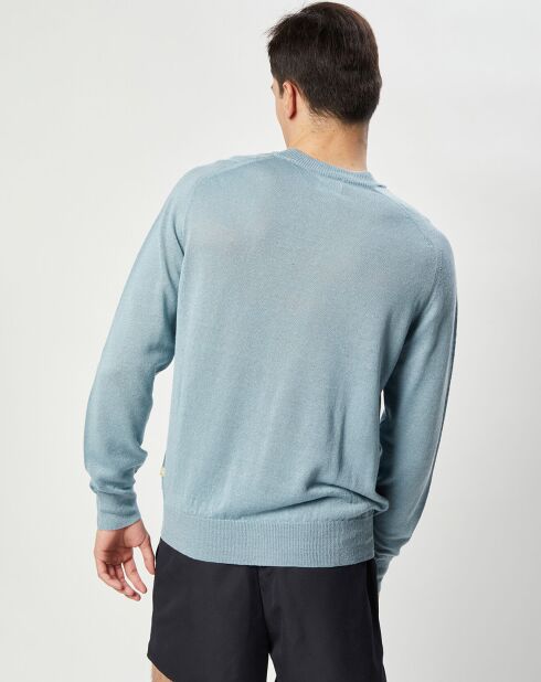 Pull en Lin & Laine vierge Nepro col rond bleu clair