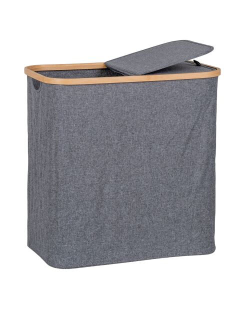 Cesto de ropa Noto de bambú gris oscuro - 54x33x54 cm