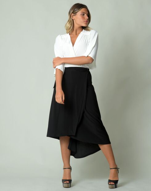 Robe courte Vero  écru/noir