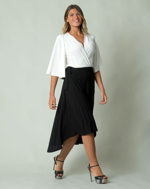 Robe courte Vero  écru/noir