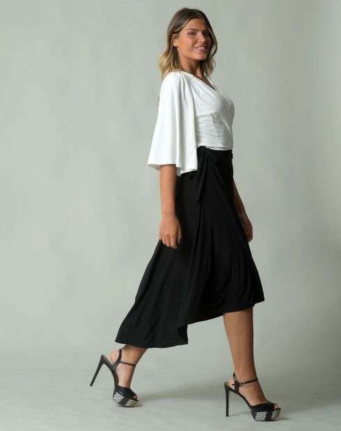 Robe courte Vero  écru/noir