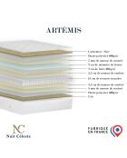 Matelas ressorts ensachés + Mémoire de forme + Latex Artémis blanc - 180x200 cm