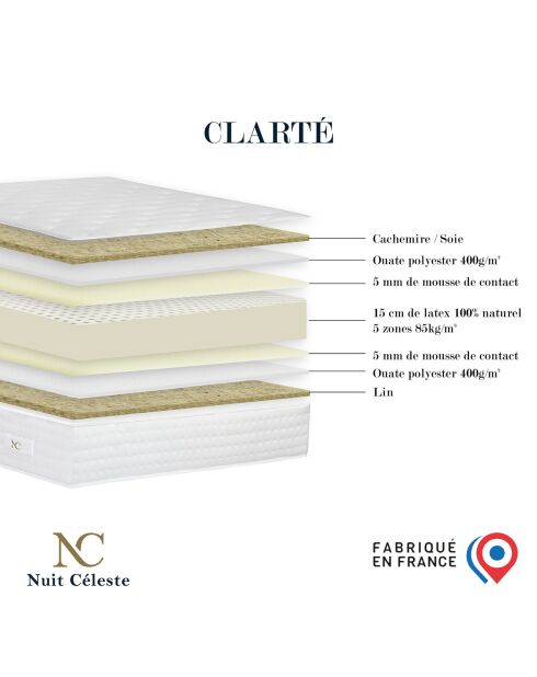 Matelas latex naturel Clarté blanc - 160x200 cm