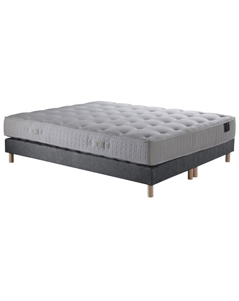 Ensemble 2 Sommiers + Matelas Séléné ressorts ensachés Accueil latex gris souris - 180x200 cm