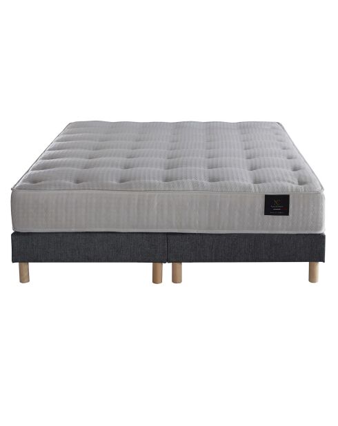 Ensemble 2 Sommiers + Matelas Séléné ressorts ensachés Accueil latex gris souris - 160x200 cm