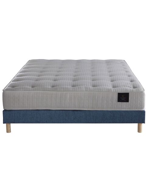 Ensemble Sommier + Matelas Séléné ressorts ensachés Accueil latex bleu marine - 140x190 cm