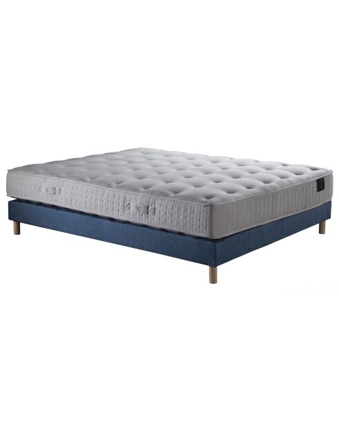Ensemble Sommier + Matelas Séléné ressorts ensachés Accueil latex bleu marine - 140x190 cm