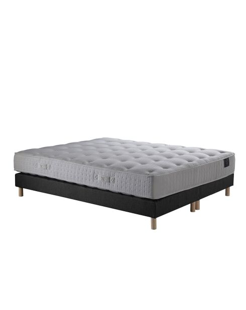 Ensemble 2 Sommiers + Matelas Séléné ressorts ensachés Accueil latex anthracite - 160x200 cm