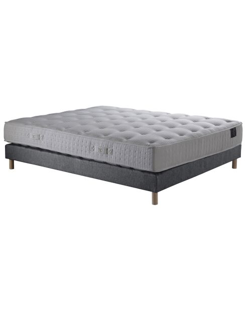 Ensemble Sommier + Matelas Nova ressorts ensachés Mémoire de forme gris souris - 140x190 cm
