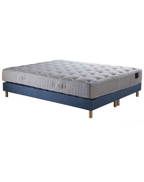 Ensemble 2 Sommiers + Matelas Nova ressorts ensachés Mémoire de forme bleu marine - 180x200 cm