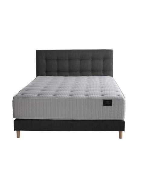 Ensemble Matelas ressorts ensachés Mémoire de forme Latex Artémis + tête de lit capitonnée anthracite - 140x190 cm