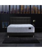 Ensemble Matelas ressorts ensachés Mémoire de forme Latex Artémis + tête de lit capitonnée anthracite - 140x190 cm