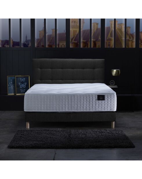 Ensemble Matelas ressorts ensachés Mémoire de forme Latex Artémis + tête de lit capitonnée anthracite - 140x190 cm